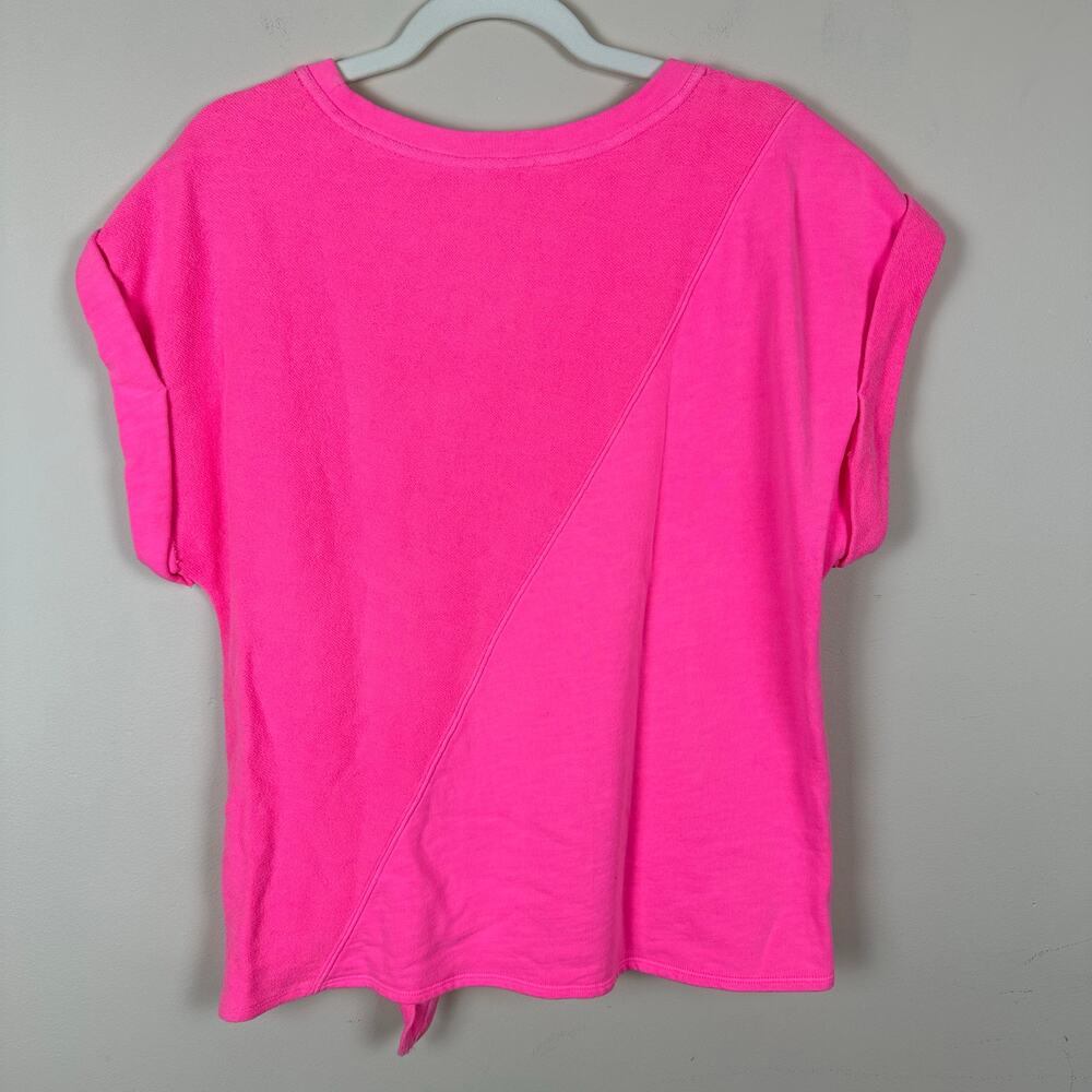 Pilcro Womens Neon Pink Tie Front Sweater Top S Oversized Relaxed Indie Granola - Picture 5 of 10